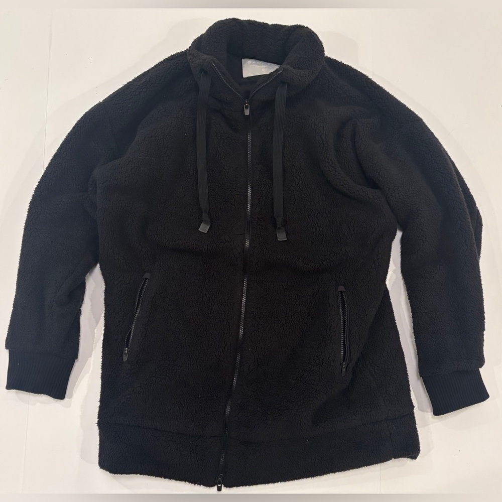 Athletica Black Sherpa Zip-Up Jacket size M